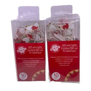 2 Sets of 10 LED Wire Christmas Gnome Lights Wreath Tree Home Decorations